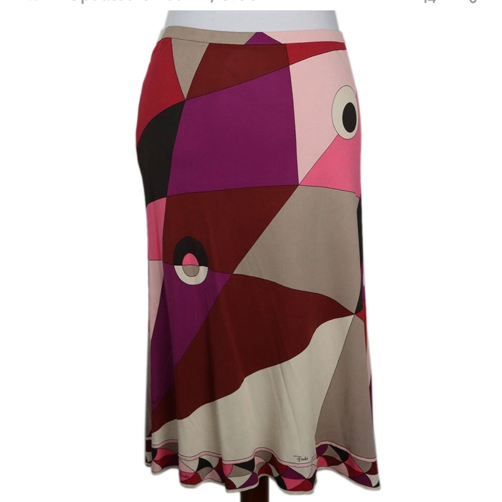 Emilio Pucci Pink Purple & Burgundy Print Skirt